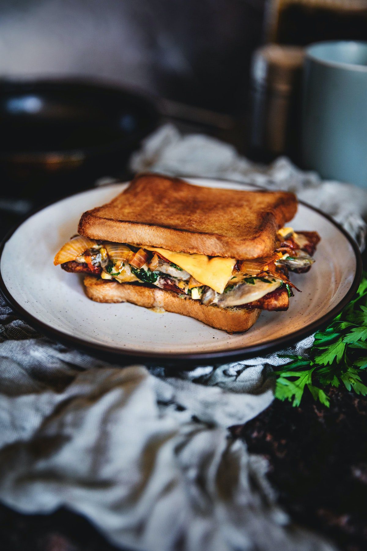 Grilled Chicken Mushroom Toast